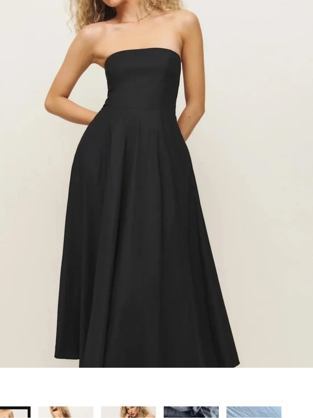 Reformation 8 Astoria Strapless Black A-Line Maxi Dress